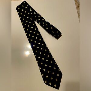 Dark Blue “Club Room” Men’s Necktie w/ small yellow pattern